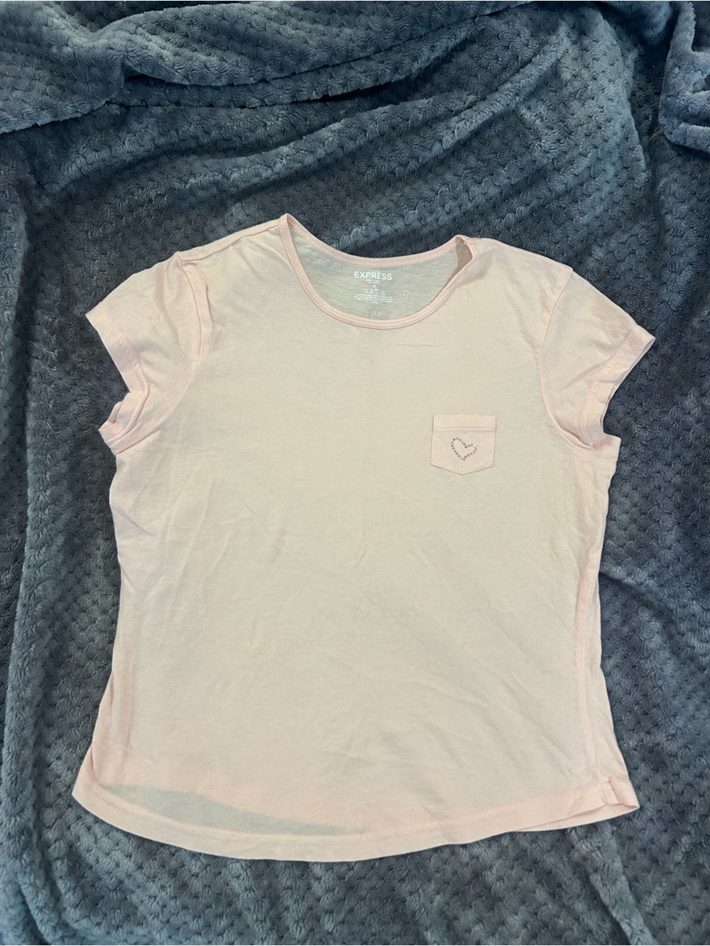 GC Adorable Express Babydoll Pocket Tshirt in Pale Pink Bling Heart Pocket SzM